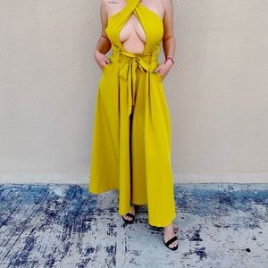 Never worn mustard jumpsuit.